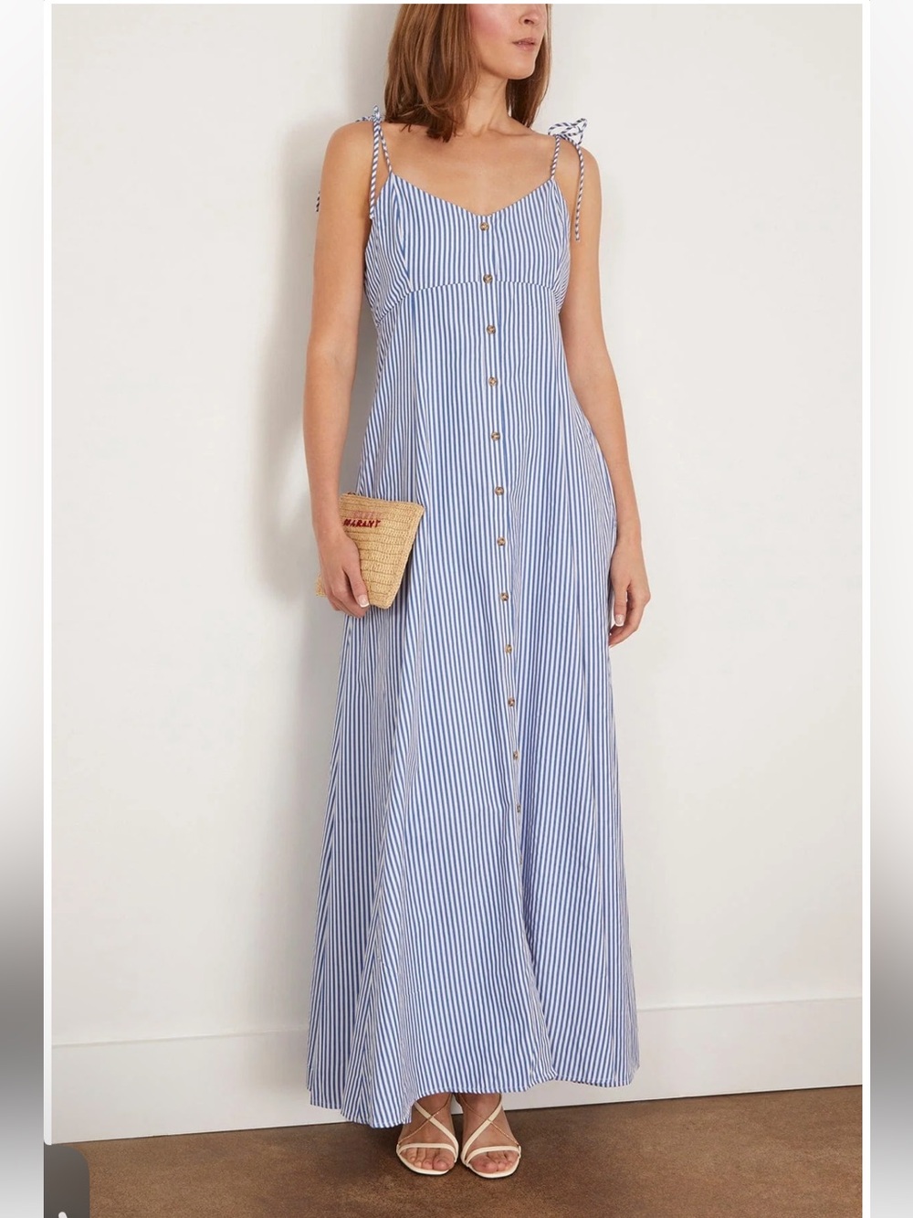 Rosie Assoulin High Garden Striped Cotton Sleeveless Maxi Dress size 4 NWOT